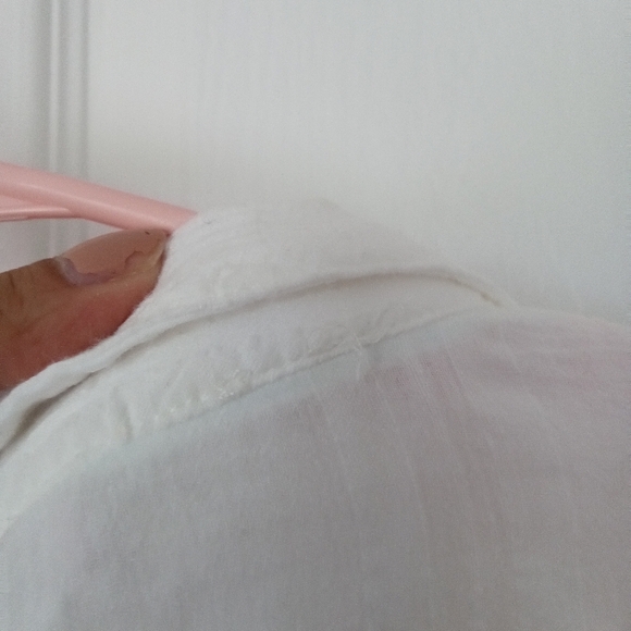 Anthropologie Banded Surplice V - Neck Blouse White Size Large - Picture 11 of 13